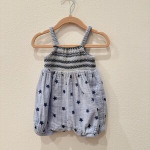 Peek Smocked Blue Star Patterned Baby Romper 6-12M